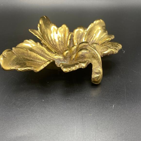 Brass grape leaf shaped trinket‎ dish vintage leaf plate ashtray Japan - Picture 4 of 7